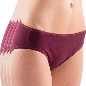 HERMKO 1031 Midi-slip voor dames, biologisch katoen, verpakking van 4 stuks (andere kleuren), bordeaux, 36-38