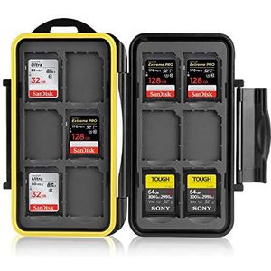 Ares Foto® MC-SD12 geheugenkaart beschermdoos - Geheugenkaarthoes - Kaartkluis - Etui - Waterdichte hoes - Opbergen & vervoeren - Schokbestendige beschermhoes voor 12 SD-kaarten - Nieuwe versie 2020