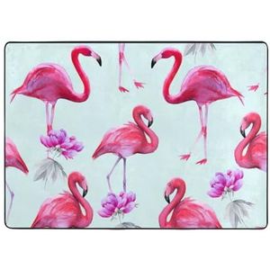 YJxoZH Roze Flamingo's Print Thuis Tapijten, Voor Woonkamer Keuken Antislip Vloer Tapijt Zachte Slaapkamer Tapijten-148x 203cm