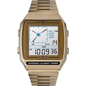 Timex Unisex digitale kwarts horloge met metalen band TW2U72500, Goud