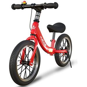 16 Inch Loopfiets Voor Kinderen Van 5-8 Jaar, Loopfiets Met Remmen, Verstelbaar Zadel, Lichtgewicht Koolstofstalen Frame Met Beugel, Stabiel En Duurzaam,Rood