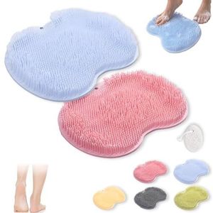 Rufenpurify Siliconen douchevoetschrobbermat, Solespa handsfree siliconen voetschrobbermat, Shopellox voetschrobbers met antislip zuignappen en afvoergaten, gemakkelijk schoon te maken (2 stuks B)