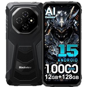 Blackview Fort1 robuuste smartphone 2025, Android 15-telefoon, 10000mAh, 12GB RAM+128GB/2TB robuuste telefoon, 16MP AI-camera, 6.56'' 90Hz-display, IP68/69K waterdichte smartphone NFC, Face ID, zwart