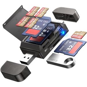 JOOPSHEE SD-kaartlezer, USB C naar Micro SD-geheugenkaart, draagbox, 3 sleuven, USB A/C naar SD/TF-adapter, geen toepassing nodig, plug and play