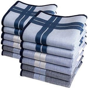 Merrysquare - Zakdoeken stof heren- groot formaat 40 cm x 40 cm - 12 stuks - 100% katoen - model HAMILTON