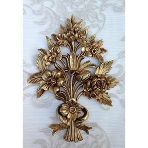 Pintici Wanddecoratie wandreliëf wandbehang deco wit goud bloemen 38x28cm barok ornament Applike C1530 (goud)