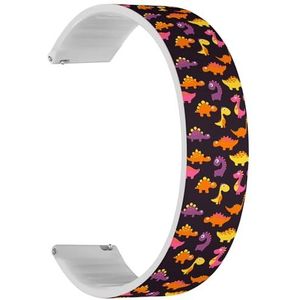 RYANUKA Solo Loop band compatibel met Ticwatch Pro 3 Ultra GPS/Pro 3 GPS/Pro 4G LTE / E2 / S2 (Childish Dinosaur Fashion) Quick-Release 22 mm rekbare siliconen band band accessoire, Siliconen, Geen