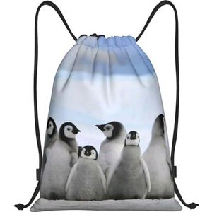 Iguatu Libelle lichtgewicht tas met trekkoord en trekkoord, spatwaterdicht, geschikt voor fitness, yoga, reizen, Jonge Pinguïns Met Sneeuw, M