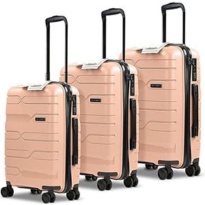 Reisbagage Set Abantera | Set 3 koffers [ Grote reiskoffer - Medium reiskoffer - Cabinekoffer ] - Lichtgewicht koffers met telescoopgreep, TSA-slot en 4 rubberen wielen