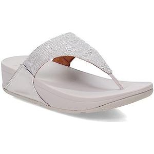FitFlop Lulu Glitz Toe Post Sandals Silver 6 M (B)