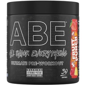 Applied Nutrition ABE Pre Workout Powder - Pre Booster voor energie en prestaties met citrulline, creatine monohydraat, bèta-alanine (375 g - 30 porties) (fruitpunch)