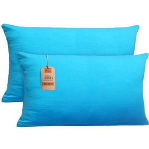 NatureMark 2-pack jersey kussensloop kussenslopen zijslaper nekkussen vele maten en kleuren OEKO-TEX (40 x 80 cm, turquoise)