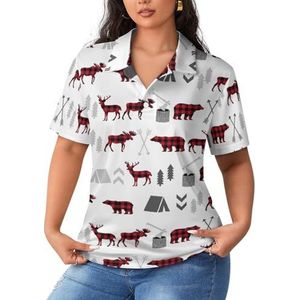 Deer Bear dames sportshirt korte mouwen T-shirt golf shirts tops met knopen workout blouses