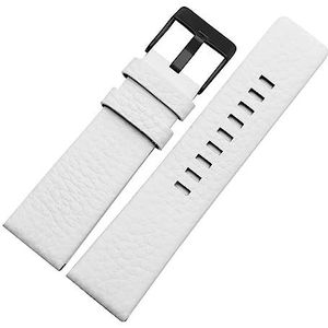 Lederen Band for DIESEL Horlogeband Fit DZ7312 for DZ4323 for DZ7257 Met Rvs Pin Gesp Strap24 26 28 30mm Bands (Color : A-white black, Size : 30mm)