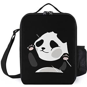 Grappige Panda Unisex Lunchbox Container Herbruikbare Isolatie & Koud Diner Tote Draagbare Schoudertas