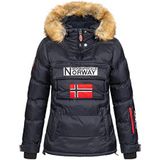 Geographical Norway BELANCOLIE LADY - Dames Warme Parka - Dikke Jas Hooded Faux Fur - Winter Wind Jacket - Korte Jas Met Warme Voering ZWART L