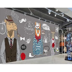 Handgeschilderd Behang Abstract Dieren Achtergrond Kledingwinkel Café Restaurant Muurschildering 3D 300 x 210 cm