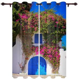 Patio buitengordijnen, waterdichte buitengordijnen, huis bloemen bladeren woonkamer keuken gordijn draperen voor patio tuin, tuinhuisje, tuin volant cutains (kleur: LEX10088, maat: 135B x 215 H (cm))