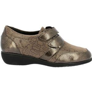 Doctor Cutilas Vrijetijdsschoen voor dames, sleehak, rubberen zool, uitneembare binnenzool, klittenbandsluiting, lakleer, glanzend, stof voor: dames, Bruin, 37 EU