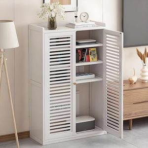 LIUWOPA WiFi-router verborgen doos en media-opbergkast - vrijstaande organizer met dubbeldeksplank voor thuis/kantoor - stijlvol zwart ontwerp (58,9 x 24,9 x 97 cm)