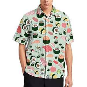 Sushi Patroon Hawaiiaanse Shirt Voor Mannen Zomer Strand Casual Korte Mouw Button Down Shirts met Zak