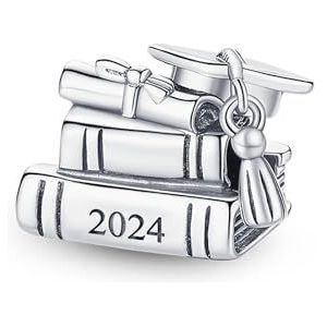 LTHTX Afstudeercadeaus voor haar 2023, 925 sterling zilveren afstudeerboeken bedels kralen passen originele Pandoura armband voor het maken van sieraden (1 stuk charme)
