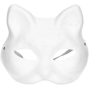 Wit masker, Halloween kostuum partij accessoire volwassen leeg DIY tekening maskerHalloween masker voor kostuum partij(Kat gezicht)