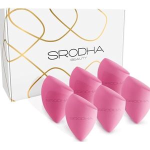 SRODHA Beauty Make-up Sponzen Set | 6-delig Pack | Vloeibare Make-Up Blender Spons Sets | Voor het mengen van Gezicht Teint Foundation Concealer Crème Producten Poeder (taps toelopend Roze)