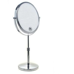 Tuka TKD3114 Staande spiegel, in hoogte verstelbaar, 10 x vergroting, 20 cm, make-upspiegel, verchroomde scheerspiegel, tafelspiegel, badkamerspiegel, dubbelzijdig: normaal + 10 x zoom, 10 x