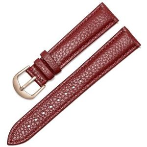 Echt Lederen Horlogebandje For Vrouwen Quick Release Horloge Band 12mm 14mm 16mm 18mm 20mm Mode Horlogeband Horloges (Color : WINE RED RO GD, Size : 13mm)