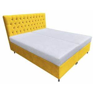 SILKMARKS® Designer boxspringbed - ergonomisch design - waterafstotende stof - continentaal bed met het beste slaapcomfort - ideaal voor elke slaapkamer (geel, 140 x 200 cm)