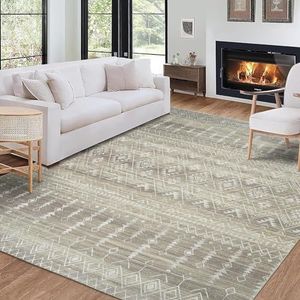 ReaLife Machine Wasbaar tapijt - Vlekbestendig, Pluisvrij - Gemaakt van Premium gerecyclede vezels - Moroccan - Beige, 225 x 285 cm