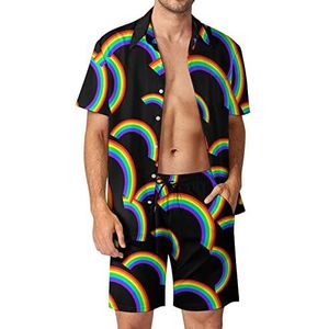 Rainbow Gay Pride Hawaiiaanse sets voor heren, button-down trainingspak met korte mouwen, strandoutfits, 2XL