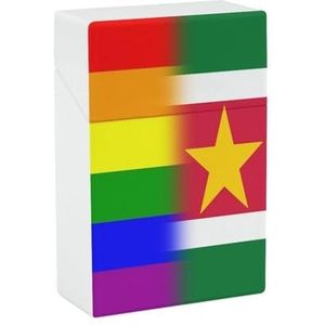 LGBT Pride Suriname Vlag Sigaret Case Draagbare Sigaret Doos Sigaret Houder Case Beschermhoes Portemonnee voor Mannen Vrouwen