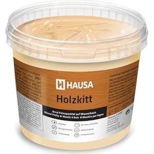 HAUSA Houtkitt 1 kg eiken, natuurlijke houtplamuurmassa, stopverf voor hout, houtplamuur/vulmassa voor het repareren van houtschade, gebruiksklaar, uitstekende vulkracht, sneldrogend, scheurbestendig