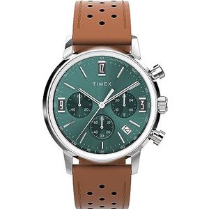 Timex Heren Marlin 40mm Horloge, Bruin/Blauw/Roestvrij Staal, Eén maat, 40 mm Marlin chronograaf horloge