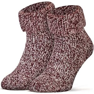 Piarini ABS stoppersokken - 1 paar - wollen sokken - wintersokken - Noorse sokken met badstof aan de binnenkant - dames heren, bordeaux-gemêleerd, 35-38 EU