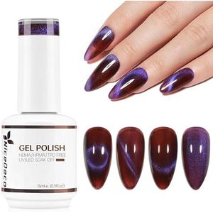 Nicedeco Hema Free Cat Eye Gel Nagellak Semi Permanent Nail Gel Nail Polish 15ML Cruelty-Free UV Nail Polish (304)