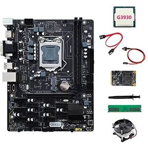 AMIUHOUN B250 V2.1 ETH Moederbord 12PCIE+G3930 CPU+DDR4 4 GB RAM+128G MSATA SSD+Ventilator+-kabel+Schakelkabel+Thermisch vet