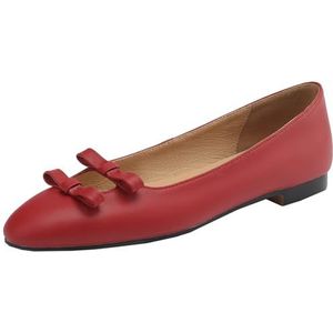 Vrupons Schattige vlinderdas voor dames, balletschoenen, platte schoenen met zachte zool, rood, 37 EU
