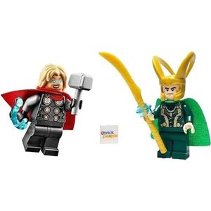 LEGO Superheroes: Thor and Loki Minifigures with Mjolnir and Staff