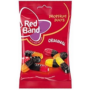 Red Band Drop Fruit Duo's - doos 12 zakjes à 166g - Winegums met drop en fruitsmaak - Glutenvrij
