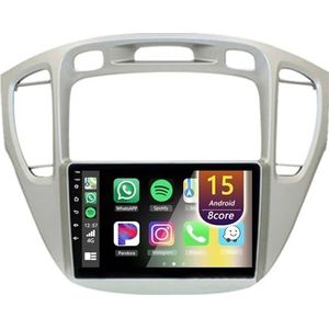 Android Radio voor Toyota Highlander 2001-2007, 9 inch Touchscreen Autoradio met Wireless CarPlay Android Auto Bluetooth WIFI(Silver,8Core(6+128GB))