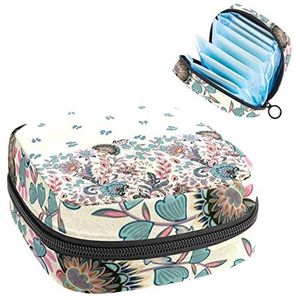 Maandverband Opbergtas, Periode Kit Bag voor school, Menstruatie Cup Pouch, Maandverband Pads Organizer Bag, Vlinders en Bloemen in Beige Ornament