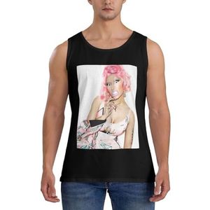 Nicki Music Minaj tanktop shirt heren body build mouwloos vest shirt running workout tank tops zwart, Zwart, M