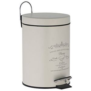 axentia ""Paris"" cosmetic bin, metalen afvalbak als badkamer accessoire, afvalbak met 3 L inhoud, pedaalemmer voor de badkamer, ca. Ø 17 x 24,5 cm, antiek wit