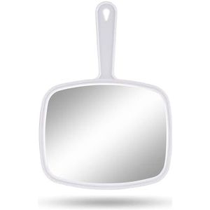 Gladmart Handspiegel, kapper, kapper, handspiegel met handvat (vierkant, wit, 18,8 x 26,2 cm)
