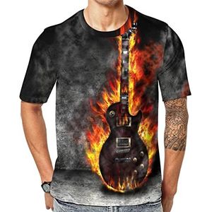 The Burning Guitar Heren T-shirt met korte mouwen en ronde hals print casual T-shirt 4XL