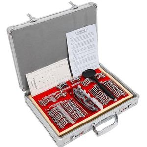 104 stuks trial lens set metalen velg case testframe optometrie kit metalen rand optische testlenzen nauwkeurige velg retinoscopy rack bril metalen optometry optisch frame met lens zilveren doos