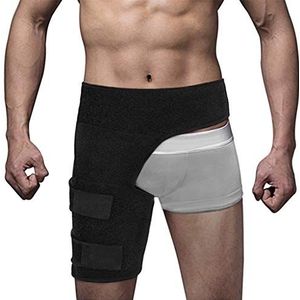 Groin Wrap Support, Verstelbare Groin Strain Pijn Wrap Hamstring Ondersteuning Een maat Past Meest - Neopreen Brace met Stick Strap Fastener Slip Resistant voor Mannen & Vrouwen